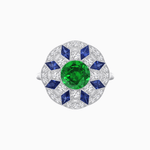 Load image into Gallery viewer, Art Deco Inspired Starburst Gemstone &amp; Diamond Cocktail Ring - Shahin Jewelry
