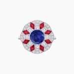 Load image into Gallery viewer, Art Deco Inspired Starburst Gemstone &amp; Diamond Cocktail Ring - Shahin Jewelry
