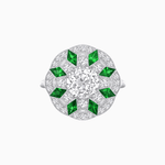 Load image into Gallery viewer, Art Deco Inspired Starburst Gemstone &amp; Diamond Cocktail Ring - Shahin Jewelry