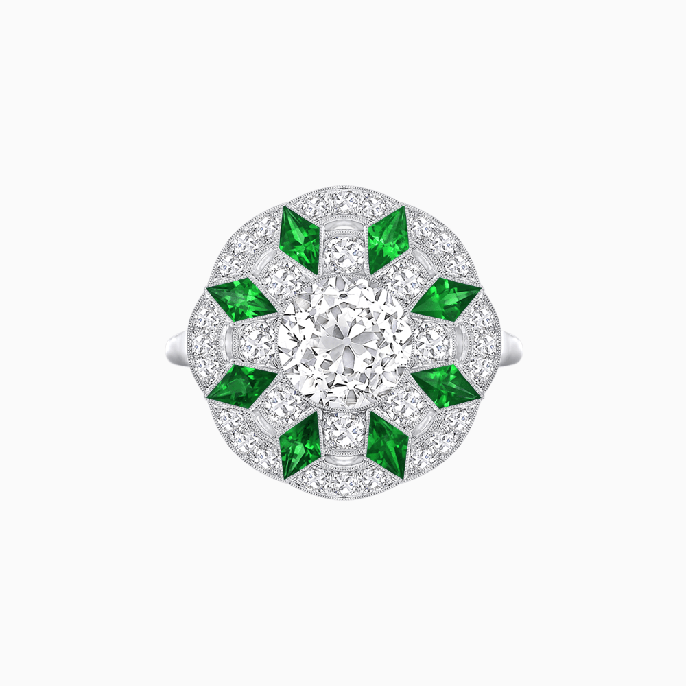 Art Deco Inspired Starburst Gemstone & Diamond Cocktail Ring - Shahin Jewelry