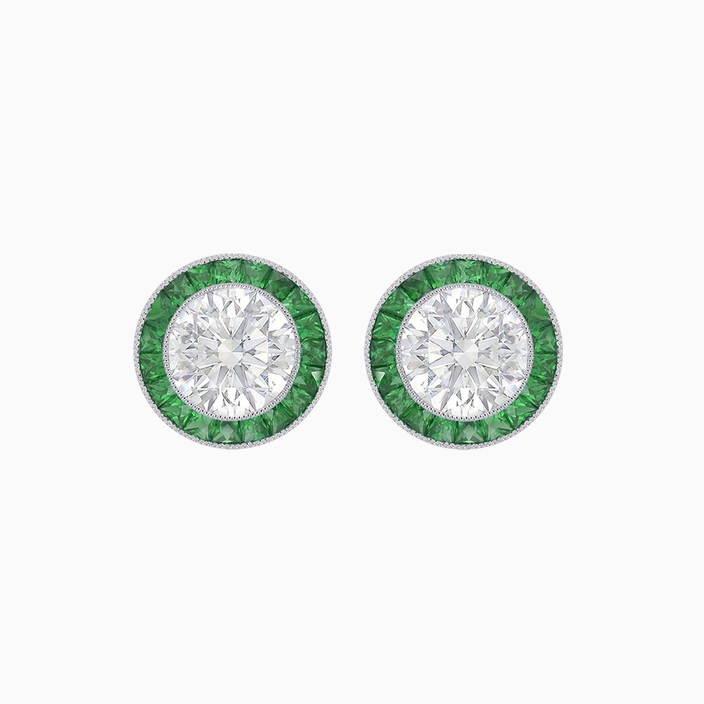 Art Deco Inspired Stud Target Earrings - Shahin Jewelry