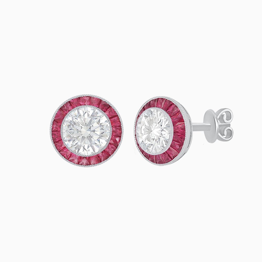 Art Deco Inspired Stud Target Earrings - Shahin Jewelry