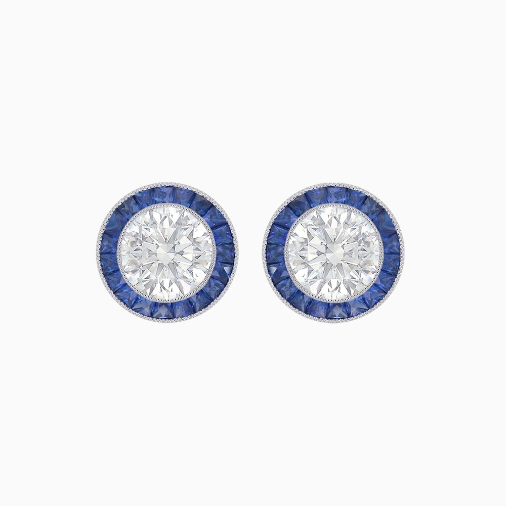 Art Deco Inspired Stud Target Earrings - Shahin Jewelry