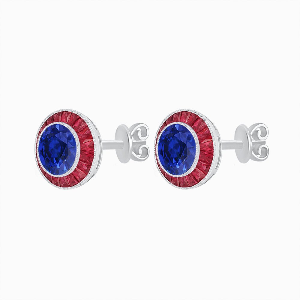 Art Deco Inspired Stud Target Earrings - Shahin Jewelry