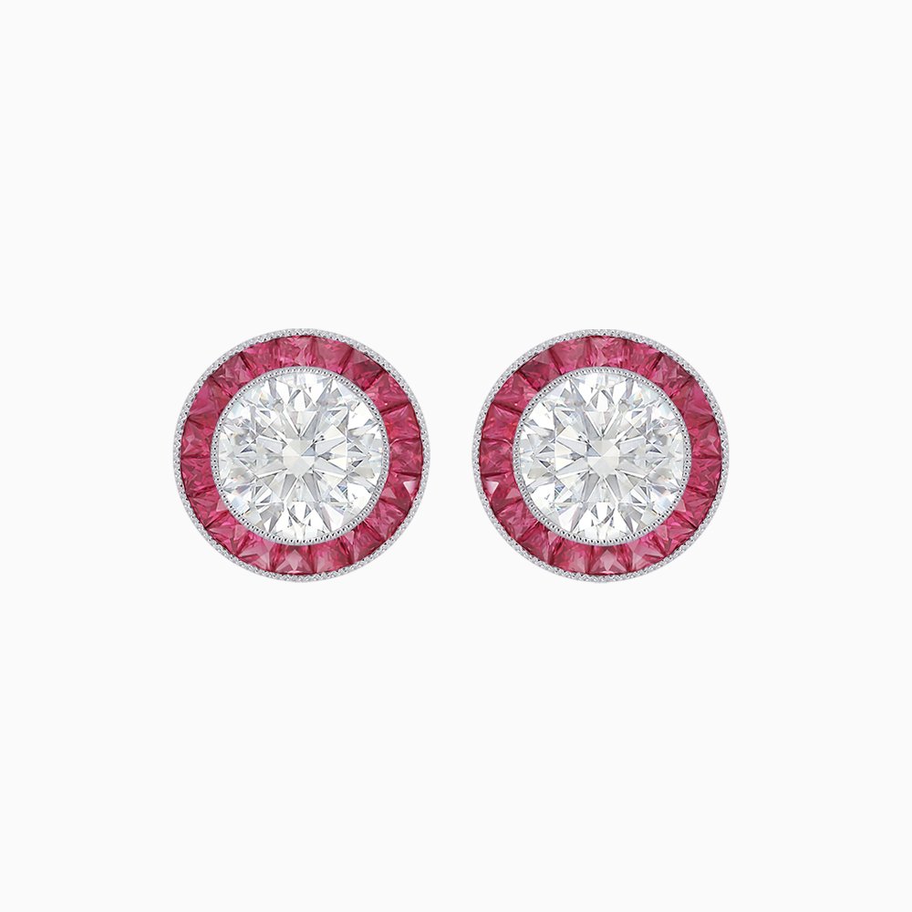 Art Deco Inspired Stud Target Earrings - Shahin Jewelry