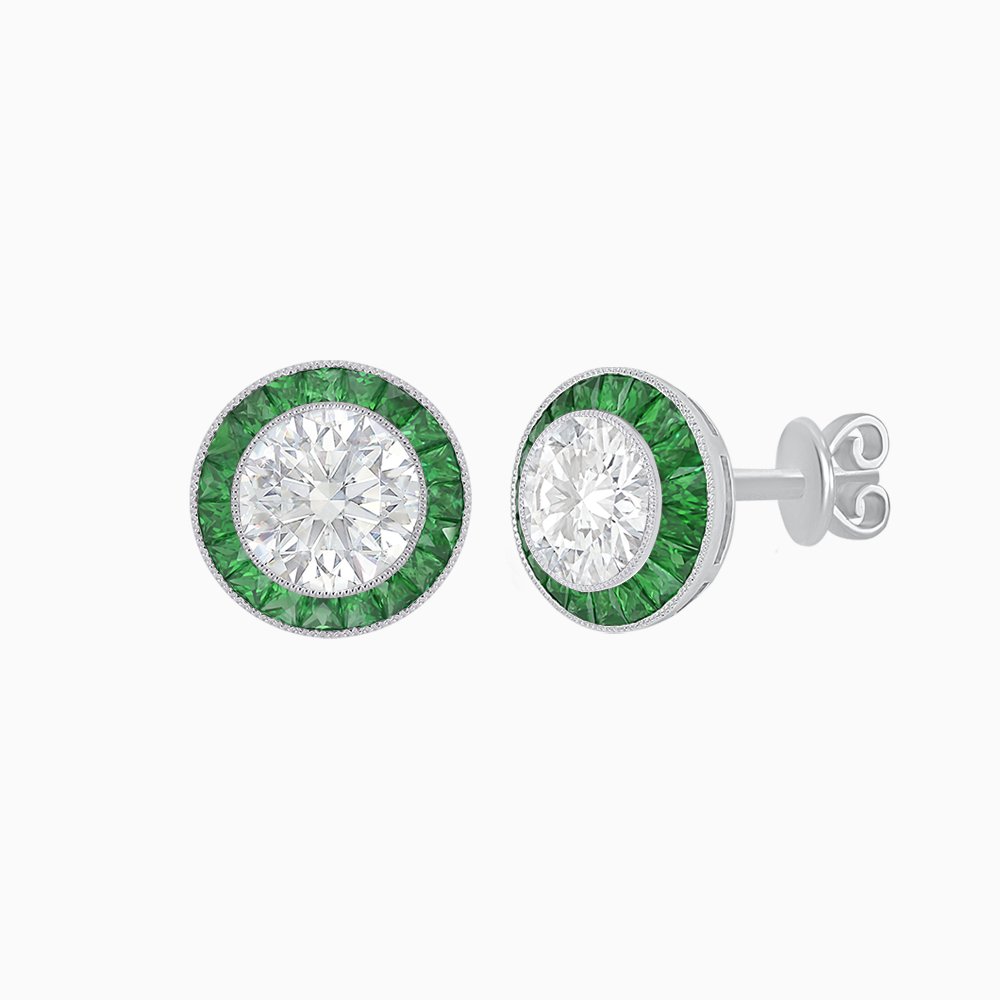 Art Deco Inspired Stud Target Earrings - Shahin Jewelry