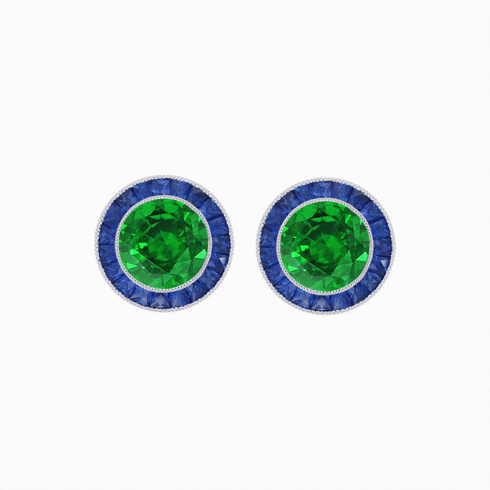 Art Deco Inspired Stud Target Earrings - Shahin Jewelry