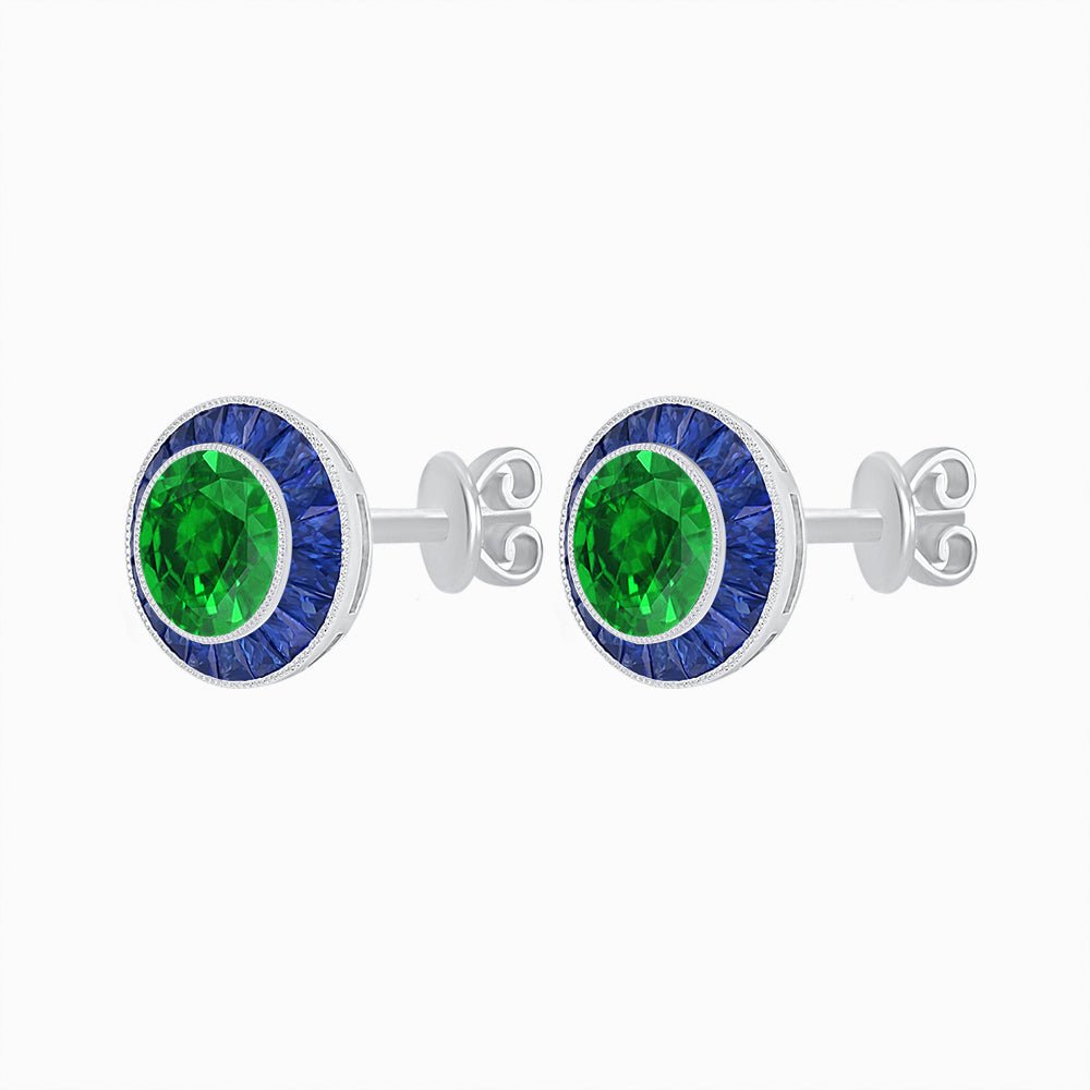 Art Deco Inspired Stud Target Earrings - Shahin Jewelry
