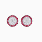 Load image into Gallery viewer, Art Deco Inspired Stud Target Earrings In Illusion Setting - Shahin Jewelry
