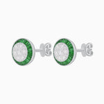 Load image into Gallery viewer, Art Deco Inspired Stud Target Earrings In Illusion Setting - Shahin Jewelry
