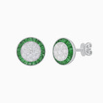 Load image into Gallery viewer, Art Deco Inspired Stud Target Earrings In Illusion Setting - Shahin Jewelry
