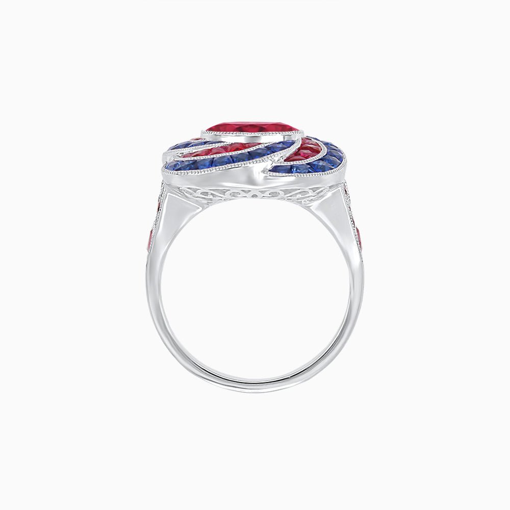 Art Deco-Inspired Swirl Halo Ring Mounting with French-Cut Accents Custom Center Stone | Floral Geometry | Hand-Finished Detail - Shahin Jewelry