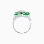 Load image into Gallery viewer, Art Deco - Inspired Swirl Halo Ring Mounting with French - Cut Accents Custom Center Stone | Floral Geometry | Hand - Finished Detail - Shahin Jewelry
