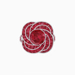 Load image into Gallery viewer, Art Deco-Inspired Swirl Halo Ring Mounting with French-Cut Accents Custom Center Stone | Floral Geometry | Hand-Finished Detail - Shahin Jewelry