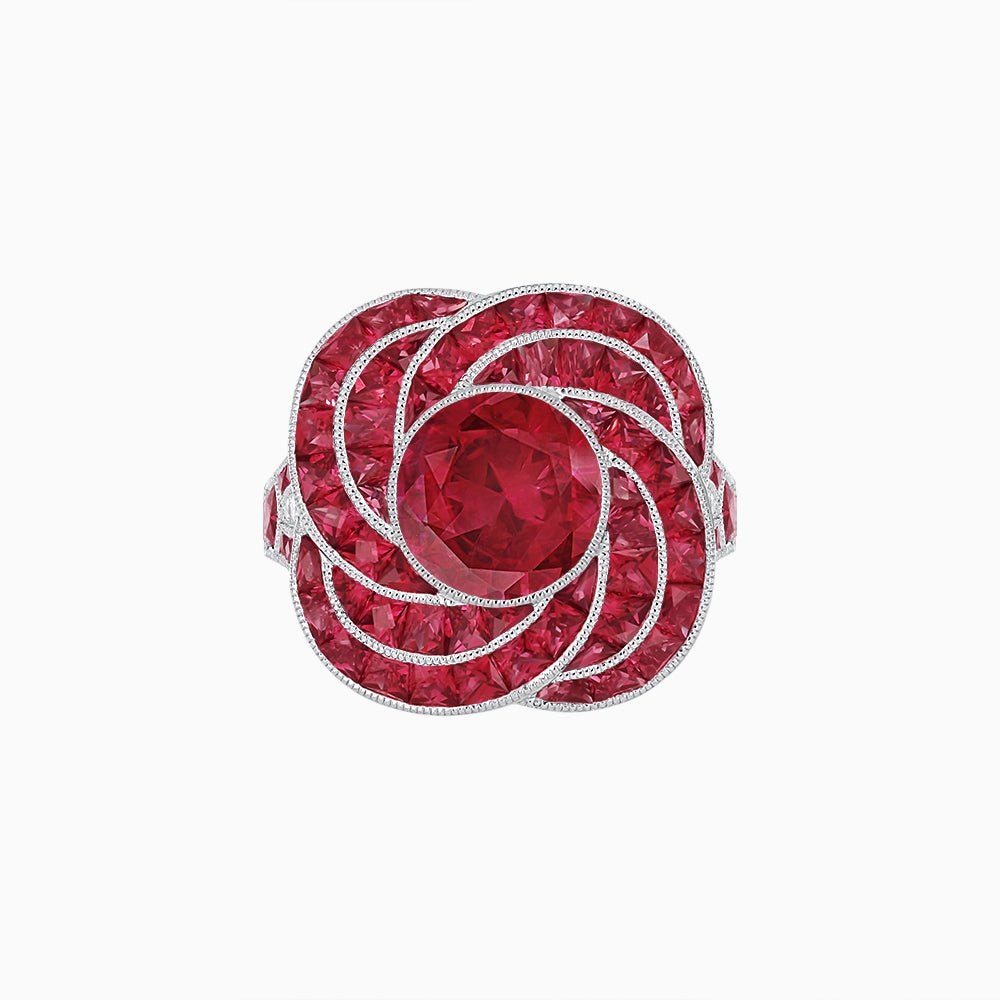 Art Deco-Inspired Swirl Halo Ring Mounting with French-Cut Accents Custom Center Stone | Floral Geometry | Hand-Finished Detail - Shahin Jewelry