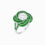 Load image into Gallery viewer, Art Deco - Inspired Swirl Halo Ring Mounting with French - Cut Accents Custom Center Stone | Floral Geometry | Hand - Finished Detail - Shahin Jewelry
