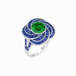 Load image into Gallery viewer, Art Deco-Inspired Swirl Halo Ring Mounting with French-Cut Accents Custom Center Stone | Floral Geometry | Hand-Finished Detail - Shahin Jewelry