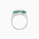 Load image into Gallery viewer, Art Deco - Inspired Swirl Halo Ring Mounting with French - Cut Accents Custom Center Stone | Floral Geometry | Hand - Finished Detail - Shahin Jewelry
