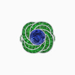 Load image into Gallery viewer, Art Deco-Inspired Swirl Halo Ring Mounting with French-Cut Accents Custom Center Stone | Floral Geometry | Hand-Finished Detail - Shahin Jewelry