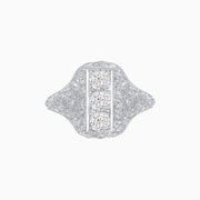 Art Deco Inspired Three Diamond Filigree Cocktail Ring - Shahin Jewelry