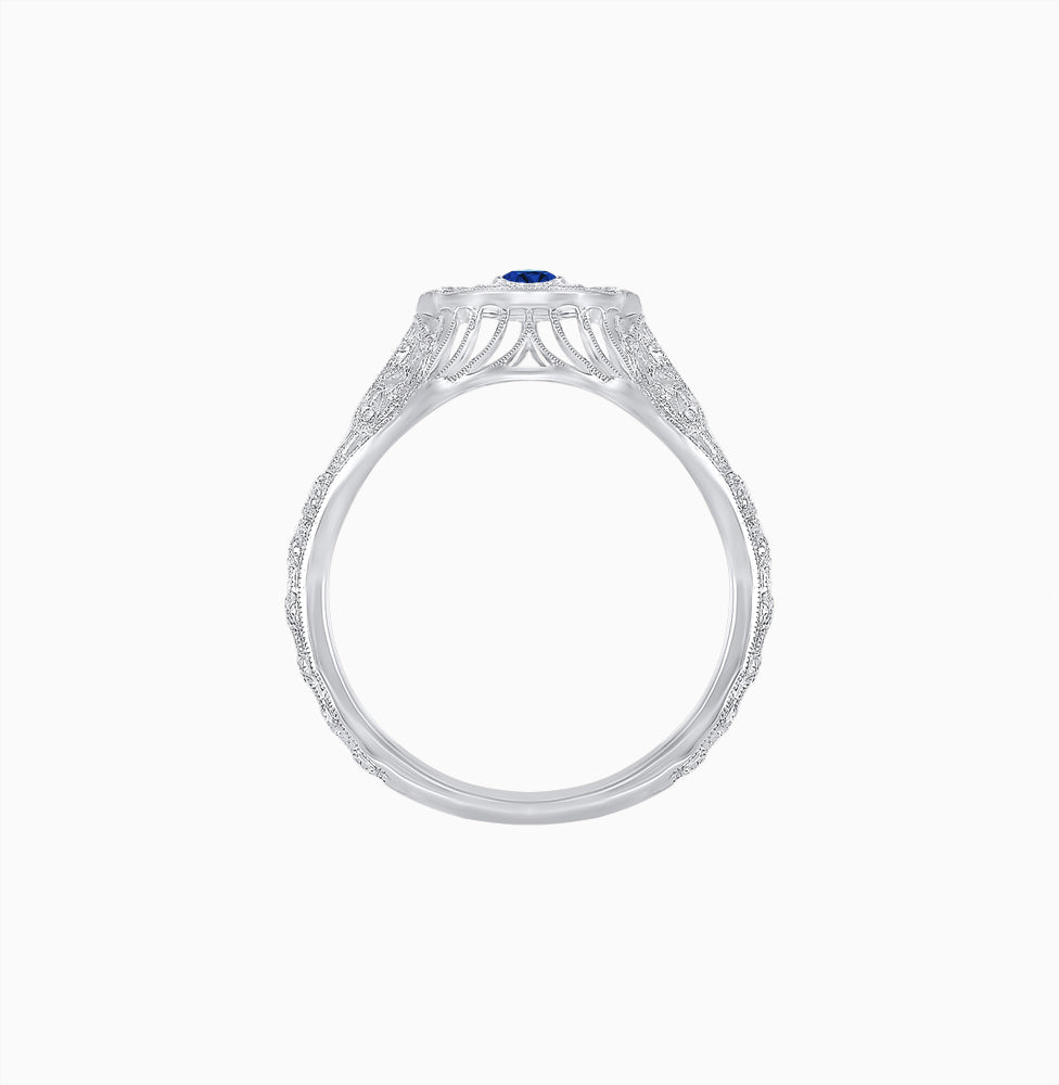 Art Deco Inspired Three Diamond Filigree Cocktail Ring - Shahin Jewelry