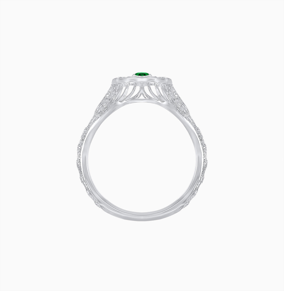 Art Deco Inspired Three Diamond Filigree Cocktail Ring - Shahin Jewelry