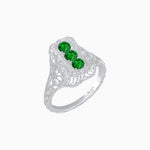 Load image into Gallery viewer, Art Deco Inspired Three Diamond Filigree Cocktail Ring - Shahin Jewelry