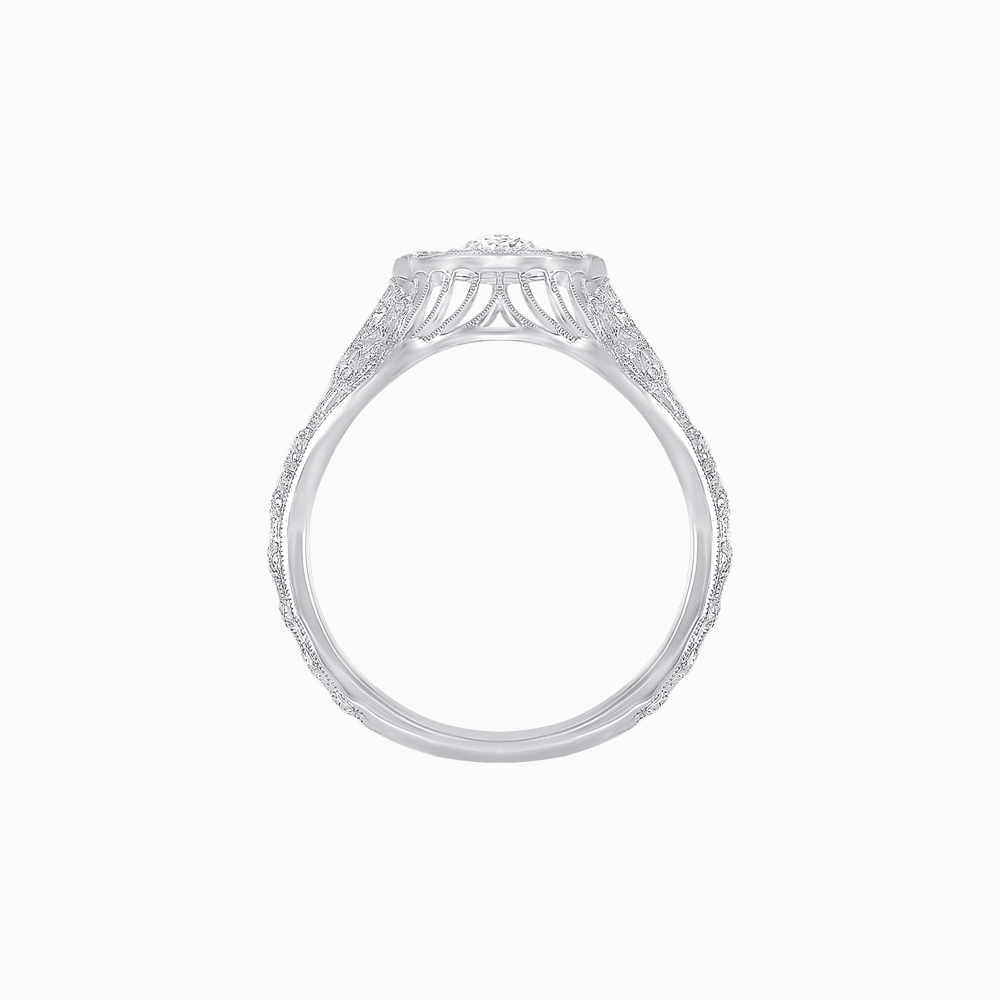 Art Deco Inspired Three Diamond Filigree Cocktail Ring - Shahin Jewelry