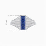 Load image into Gallery viewer, Art Deco Inspired Three - Stone Bezel Framed Ring with Diamond - Shahin Jewelry
