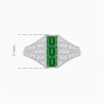Load image into Gallery viewer, Art Deco Inspired Three - Stone Bezel Framed Ring with Diamond - Shahin Jewelry
