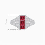Load image into Gallery viewer, Art Deco Inspired Three - Stone Bezel Framed Ring with Diamond - Shahin Jewelry
