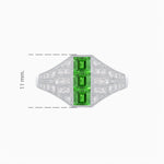 Load image into Gallery viewer, Art Deco Inspired Three - Stone Bezel Framed Ring with Diamond - Shahin Jewelry
