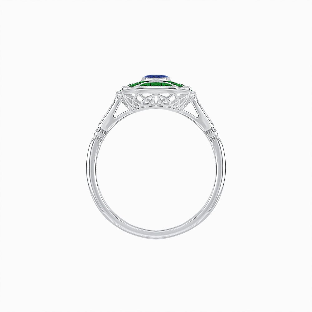 Art Deco Inspired Twin Diamond Geometric Ring - Shahin Jewelry