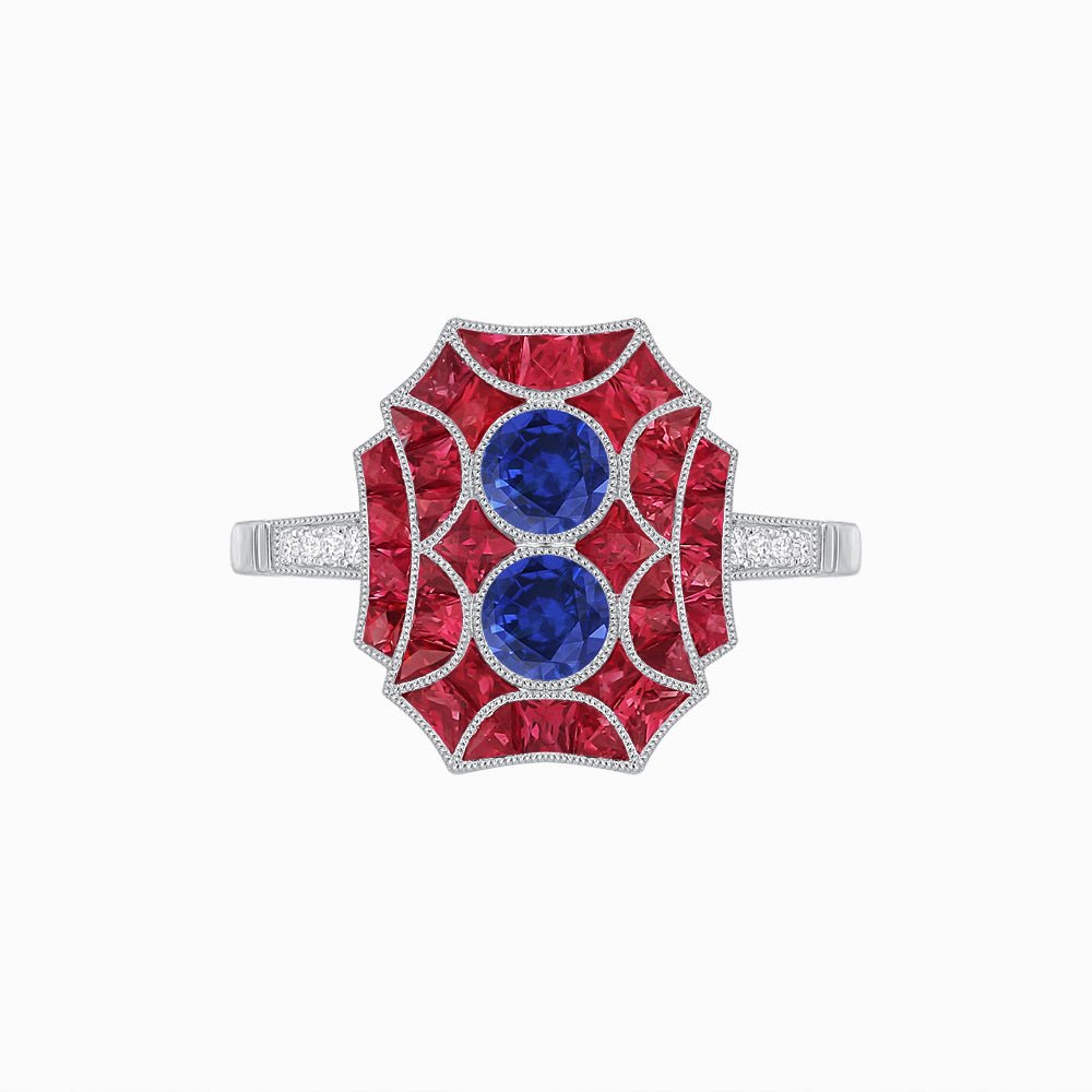Art Deco Inspired Twin Diamond Geometric Ring - Shahin Jewelry