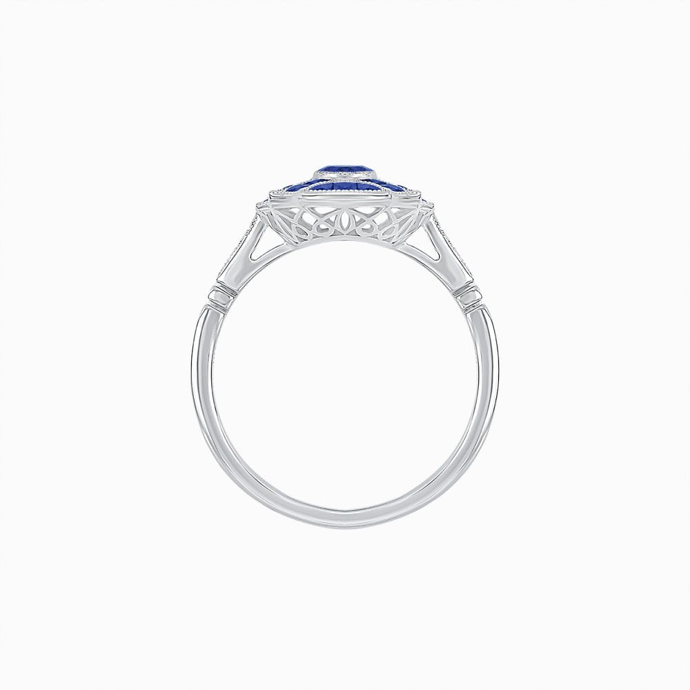 Art Deco Inspired Twin Diamond Geometric Ring - Shahin Jewelry