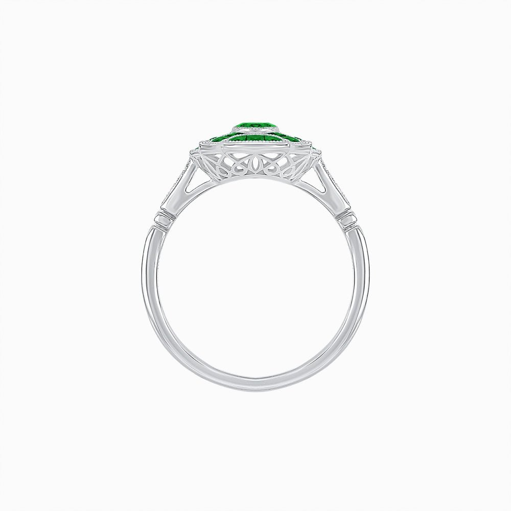 Art Deco Inspired Twin Diamond Geometric Ring - Shahin Jewelry