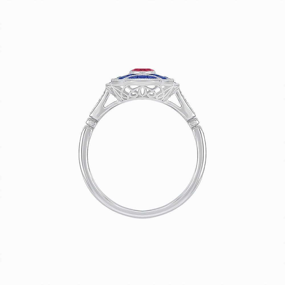 Art Deco Inspired Twin Diamond Geometric Ring - Shahin Jewelry
