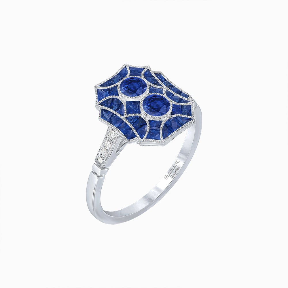 Art Deco Inspired Twin Diamond Geometric Ring - Shahin Jewelry