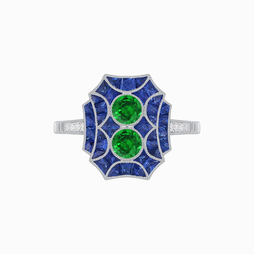 Art Deco Inspired Twin Diamond Geometric Ring - Shahin Jewelry