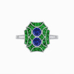 Load image into Gallery viewer, Art Deco Inspired Twin Diamond Geometric Ring - Shahin Jewelry