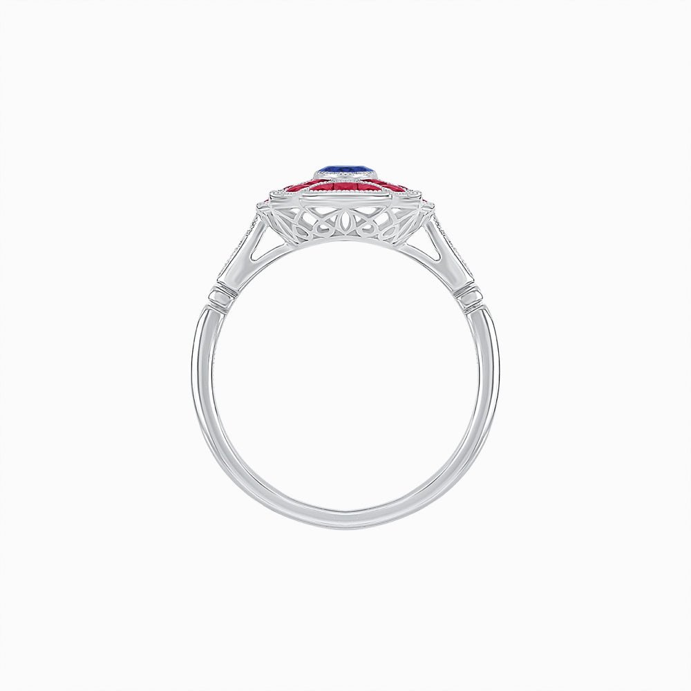 Art Deco Inspired Twin Diamond Geometric Ring - Shahin Jewelry