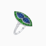 Load image into Gallery viewer, Art Deco Marquise Shape Gemstone Toi et Moi Style Vintage Ring - Shahin Jewelry
