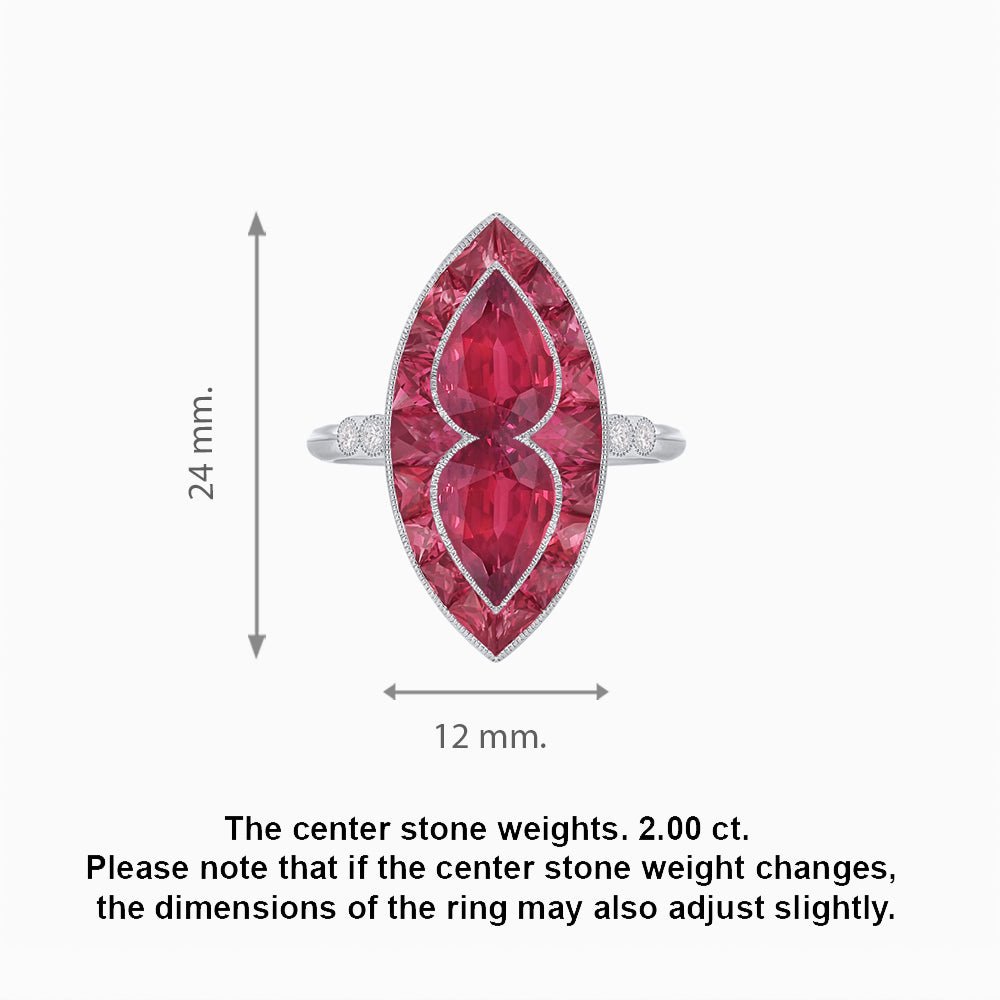 Art Deco Marquise Shape Gemstone Toi et Moi Style Vintage Ring - Shahin Jewelry