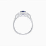 Load image into Gallery viewer, Art Deco Oval Cut Gemstone Ring with Diamond Halo and Baguette Accents - Shahin Jewelry