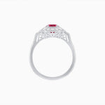 Load image into Gallery viewer, Art Deco Oval Cut Gemstone Ring with Diamond Halo and Baguette Accents - Shahin Jewelry