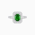 Load image into Gallery viewer, Art Deco Oval Cut Gemstone Ring with Diamond Halo and Baguette Accents - Shahin Jewelry