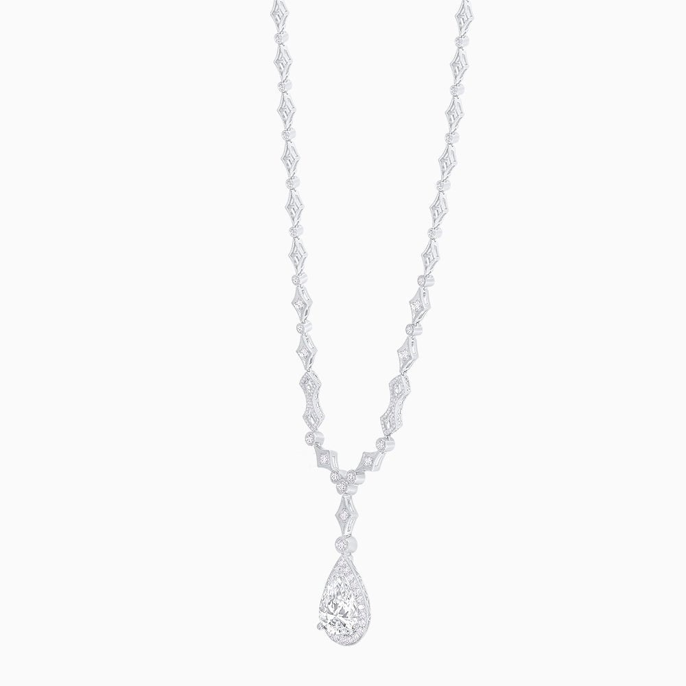 Art Deco Pear - Shaped Drop Necklace with Diamond Accents - Shahin Jewelry