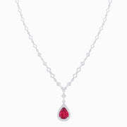 Art Deco Pear - Shaped Drop Necklace with Diamond Accents - Shahin Jewelry