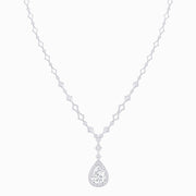 Art Deco Pear - Shaped Drop Necklace with Diamond Accents - Shahin Jewelry