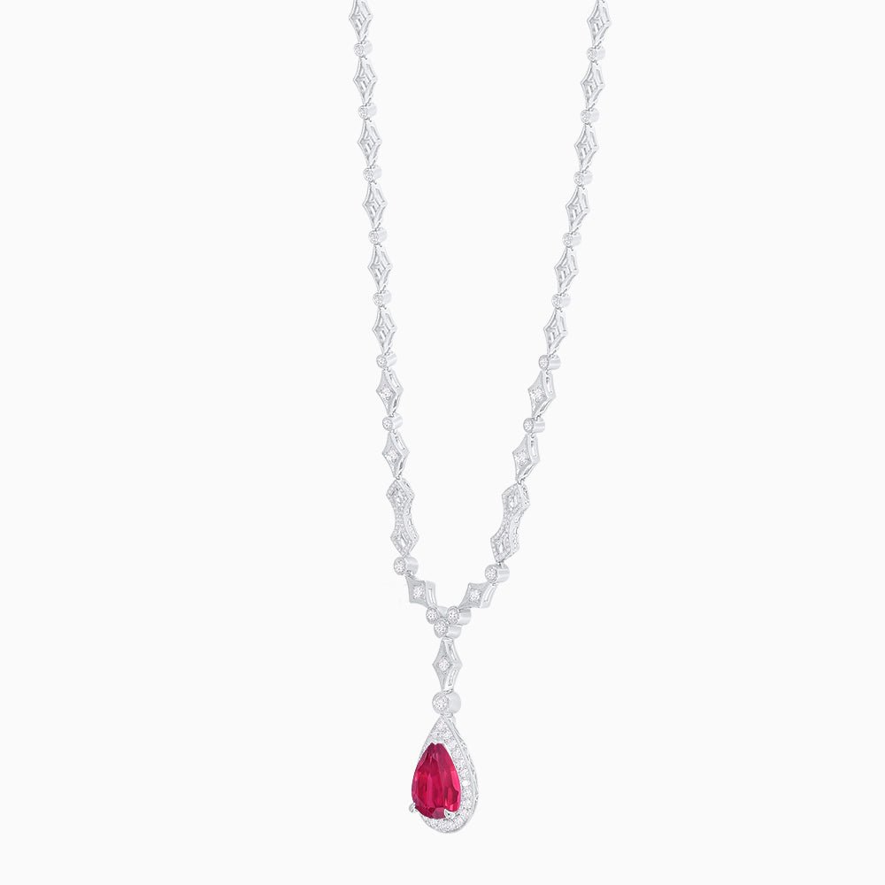 Art Deco Pear - Shaped Drop Necklace with Diamond Accents - Shahin Jewelry